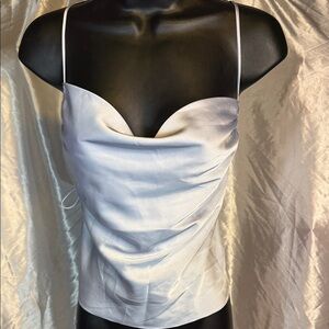 Cotton Candy White Satin Camisole Top